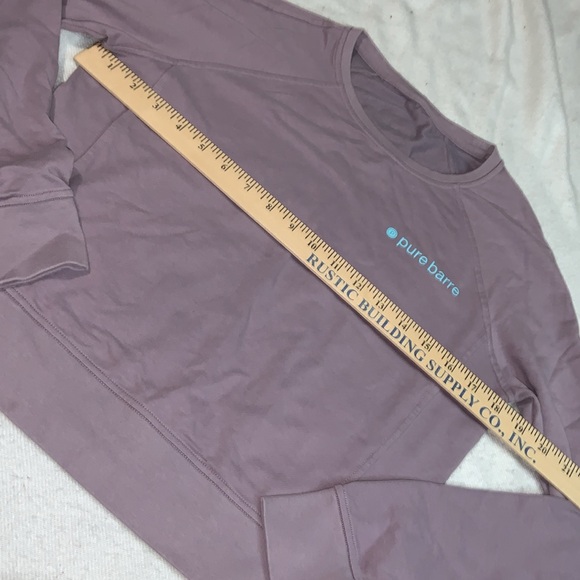 Pure barre cropped sweat shirt lavender mauve with aqua logo small hard to find - Picture 4 of 7